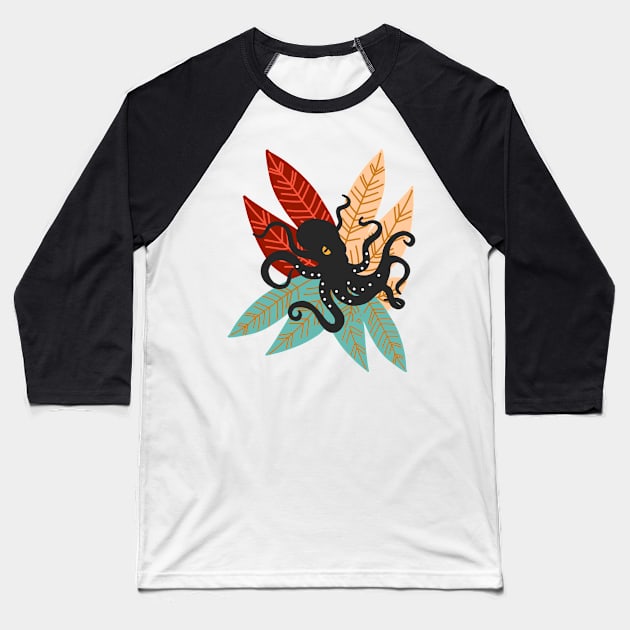 Kraken Sea Monster Baseball T-Shirt by panco